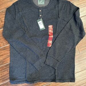 G.H. Bass & Co. Blue Heather Long Sleeve Henley Shirt, X-large